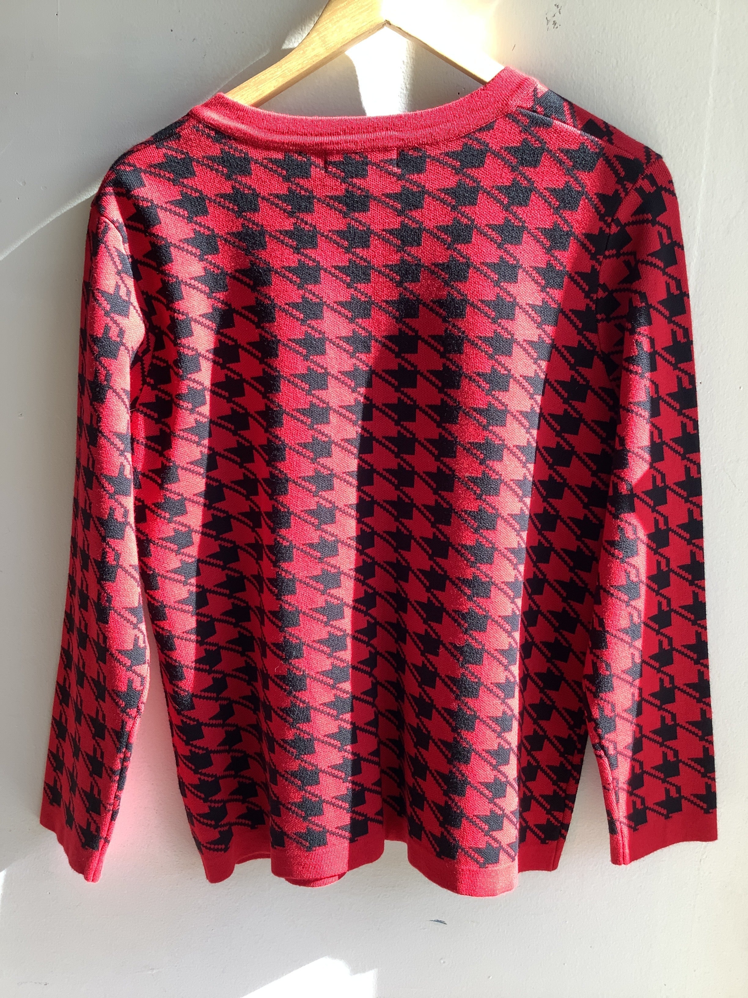 Vintage Red & Black Houndstooth Cardigan
