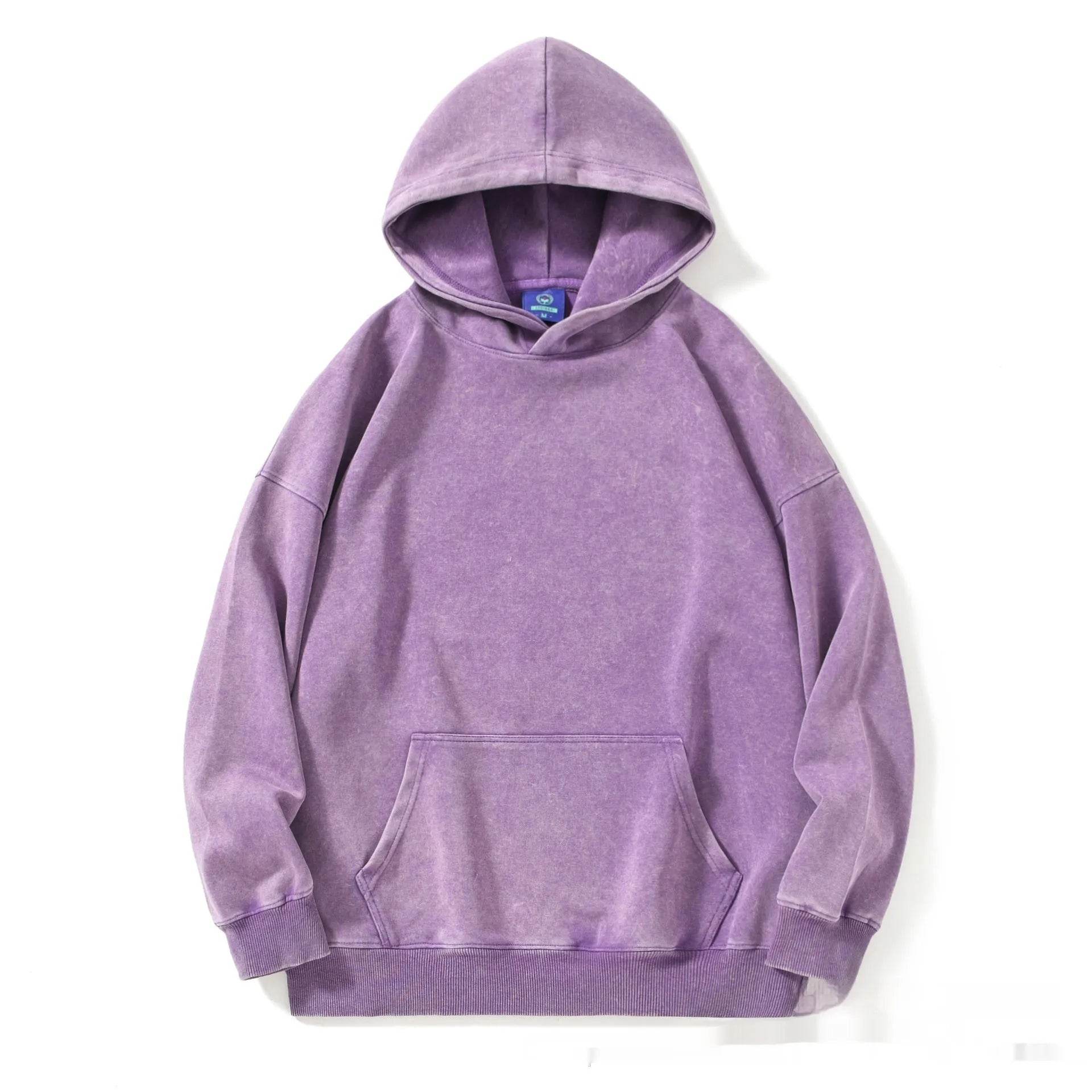 Unisex Teen Waxed Washed Distressed Hoodie Sweatshirt Pullover top