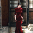 Improved Chinese-style Velvet Embroidered Dress Slim Dress