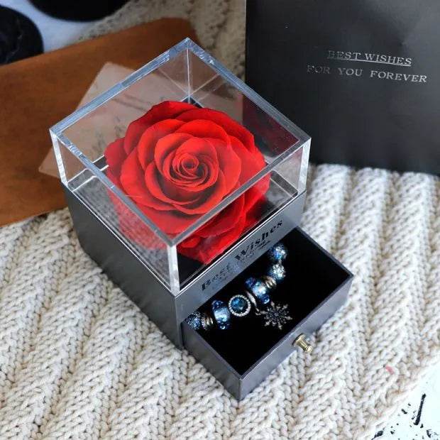 Eternal Flower Rose Jewelry Box for Birthday Presents Valentines Day Wedding Gift Box