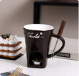 Mini Fondue Mug Set – Personal Ceramic Chocolate & Cheese Melting Pot with Fork (Beige, Coffee & Red)