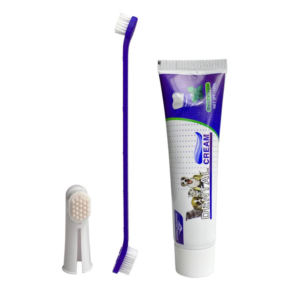 Dog Dental Care Kit – Pet Toothbrush Set with Toothpaste, Finger Brushes & Dual-Head Brush