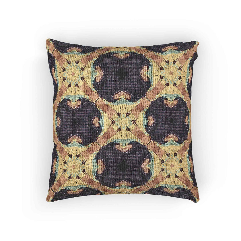 Geometric Mosaic Pattern Woven Pillow | Boho Tile Throw Cushion