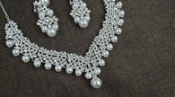 0284 White pearl diamond bridal accessories set