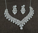 0284 White pearl diamond bridal accessories set
