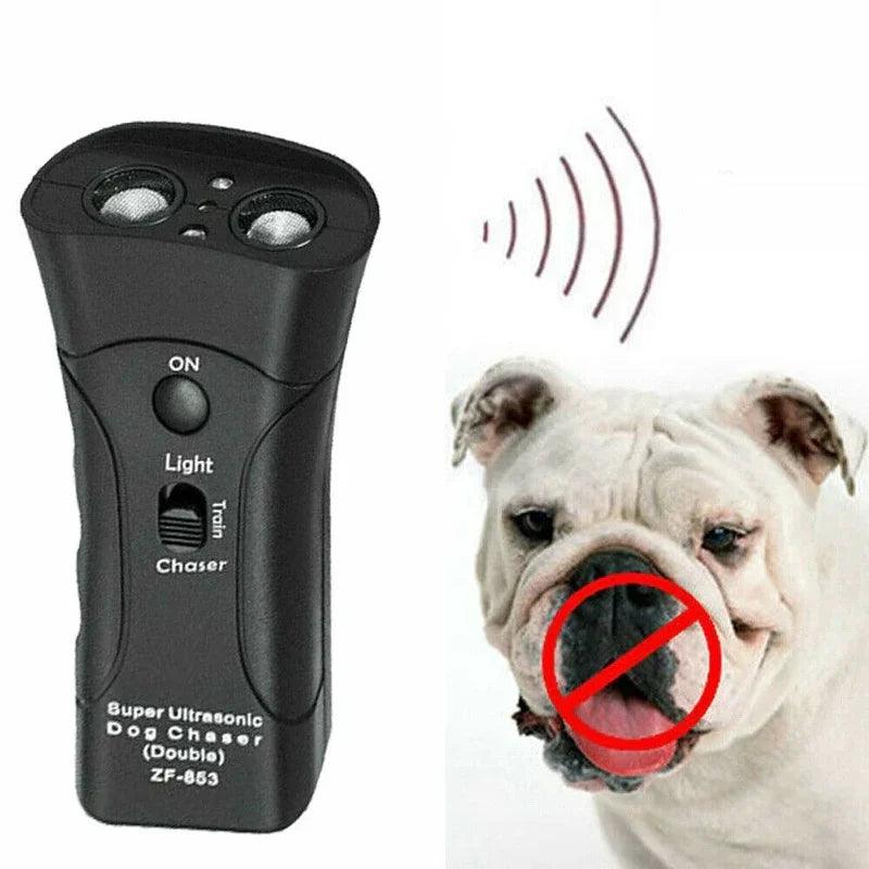 3-in-1 Anti Barking Dog Training Device – Ultrasonic Repeller & LED Flashlight (Black / Yellow)