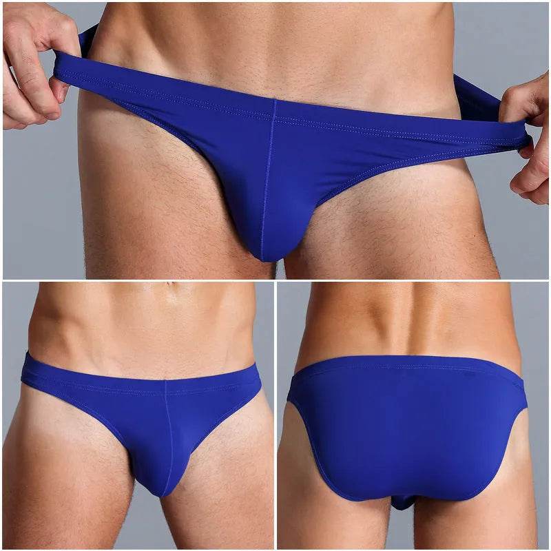 Low Waist Ice silk Elastic men's briefs underwear pant for men