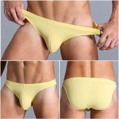 Low Waist Ice silk Elastic men's briefs underwear pant for men