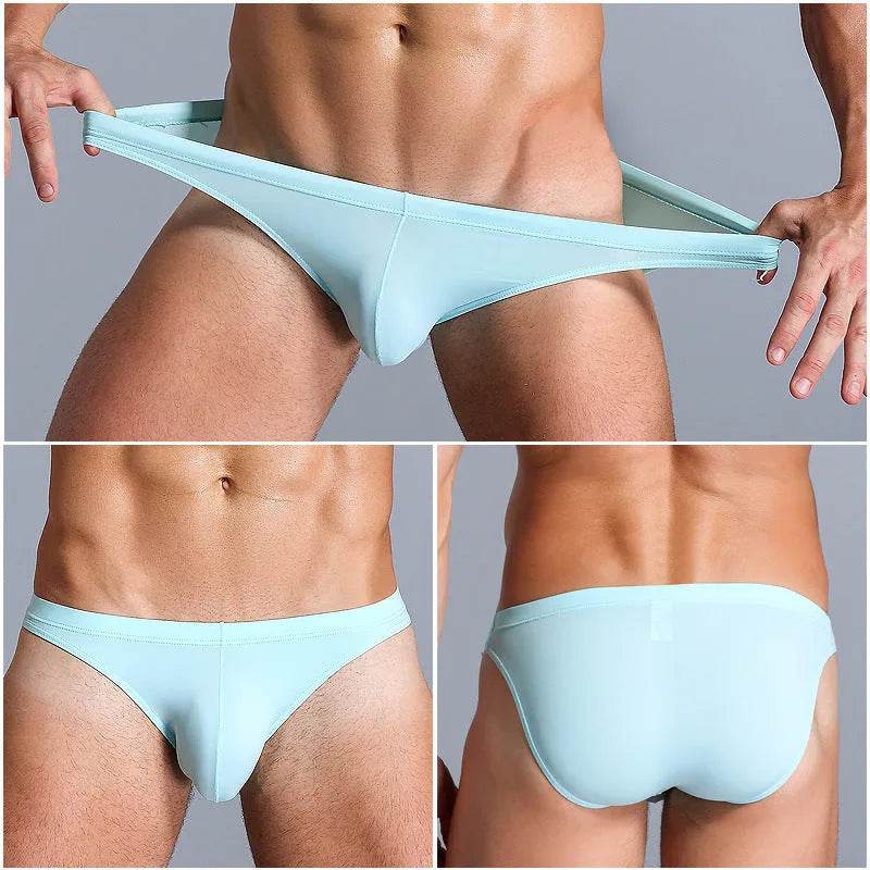 Low Waist Ice silk Elastic men's briefs underwear pant for men