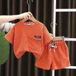 Children's Summer Clothing Casual Plain color Cotton Short Sleeve shirt and Short pant Two-piece Set