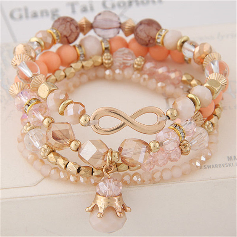 Crystal Figure Eight Crown Drop Bracelet – Rhinestone Charm Bracelet for Women