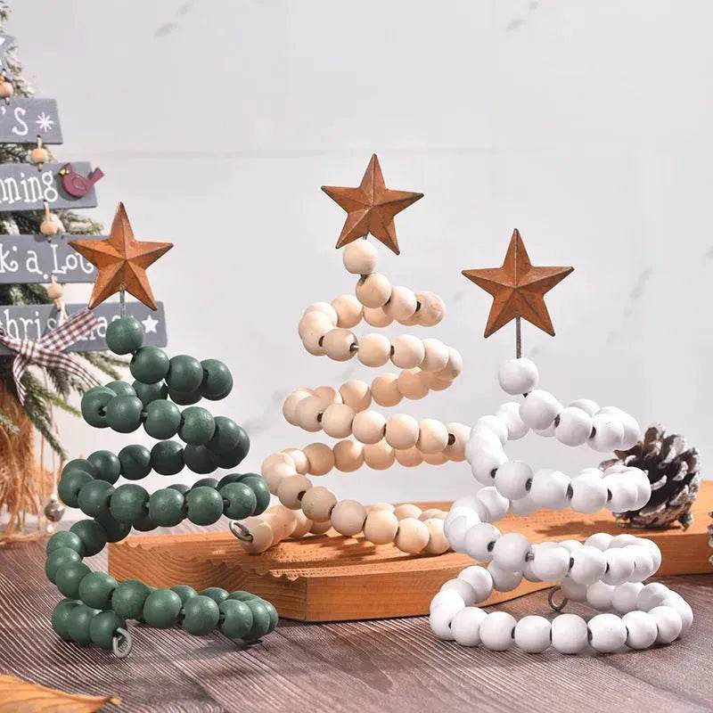 Creative Wooden  DIY Twine Wooden Bead Christmas Tree decorations Ornaments