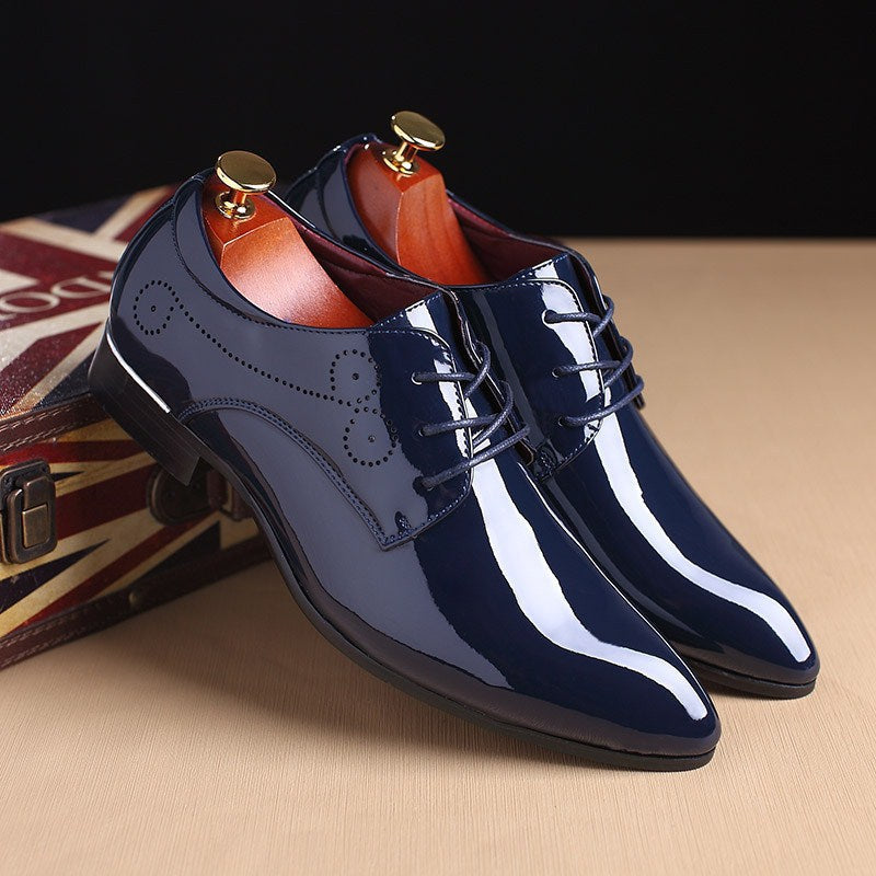 Men's Slip-On Business Casual Leather Dress Shoes – Black, Blue & Red | Canada & USA