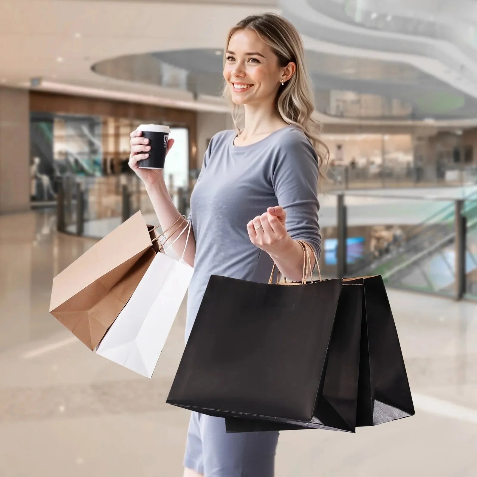 VEVOR Kraft Paper Bags with Handles  Large Eco-Friendly Bags