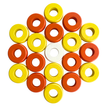 32 Orange and Yellow Carrom / Pichenotte / Croquignole Rings - (Orange / Yellow / Natural / Black / White) - Anneaux De Pichenottes - Game Accessories / Accessoires De Jeu