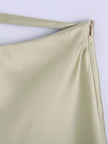 High Waisted Midi Silk Satin Skirt