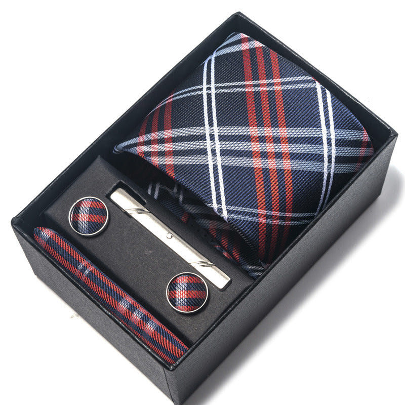 Men's Jacquard Woven Formal Tie Set – Rayon Arrow Necktie with Handkerchief, Tie Clip & Cufflinks | Canada & USA