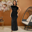Luxury formal dress Feather Stitching Sequin Evening Dress Long dress