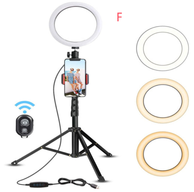 LED Ring Light with Tripod Stand, 8 10 12 inch, USB Powered, Phone Holder and Bluetooth Remote