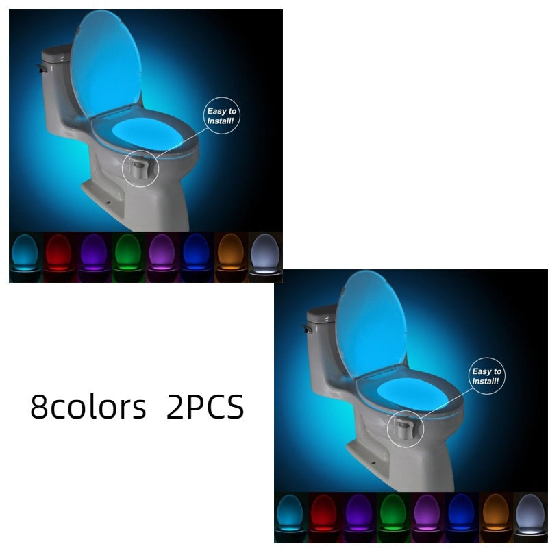 Motion-Sensor Toilet Night Light – 8 & 16 Colour LED, Battery Powered