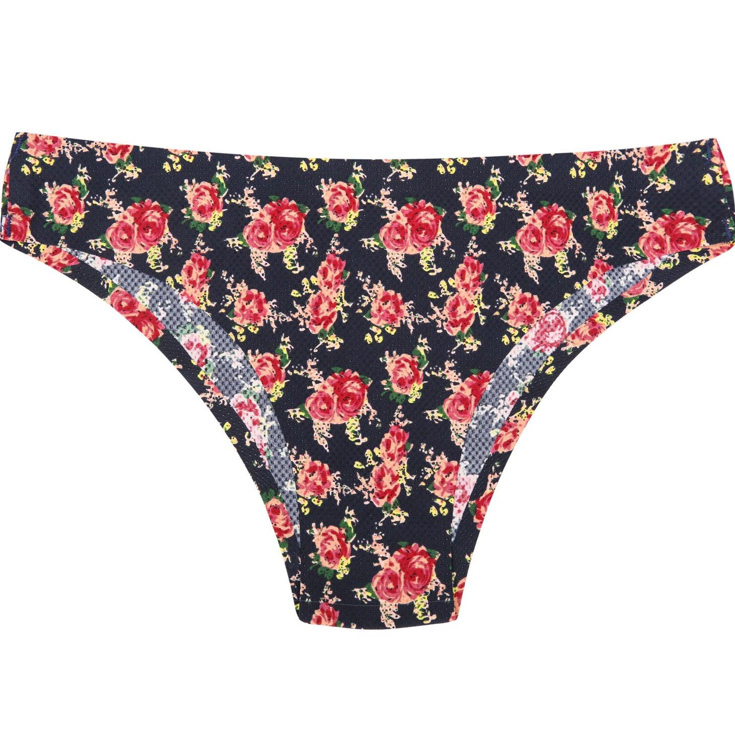 Women's Seamless Floral Print Low-Waist Briefs No-Trace Breathable