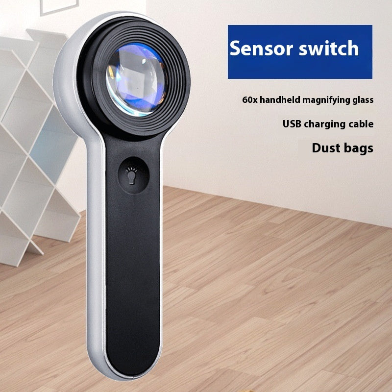 60x LED Magnifying Glass with USB Charging & Pushbutton Switch – 30mm Lens