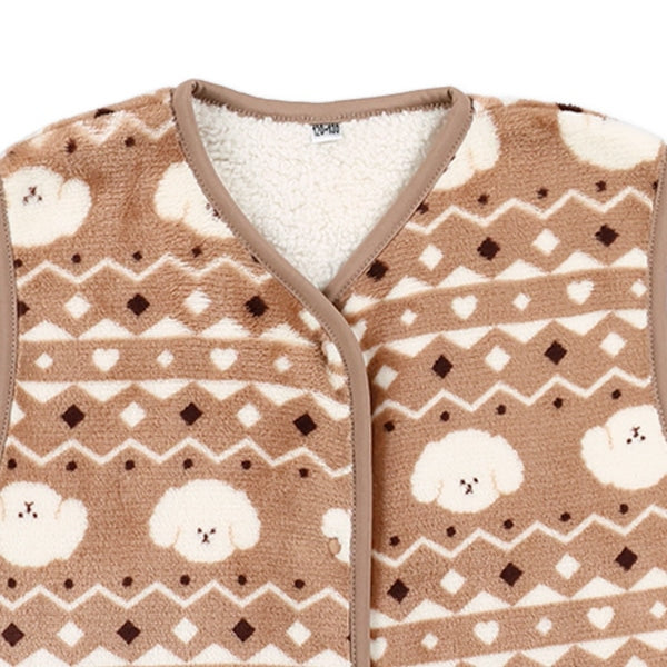 西松屋 ELFINDOLL マイクロフリース裏ボアロングポンチョ（ノルディック・いぬ） 正規品