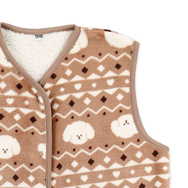 西松屋 ELFINDOLL マイクロフリース裏ボアロングポンチョ（ノルディック・いぬ） 正規品