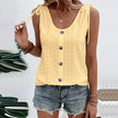 Casual summer U-neck Vest Women Shoulder With Bow Tie Summer blouse top