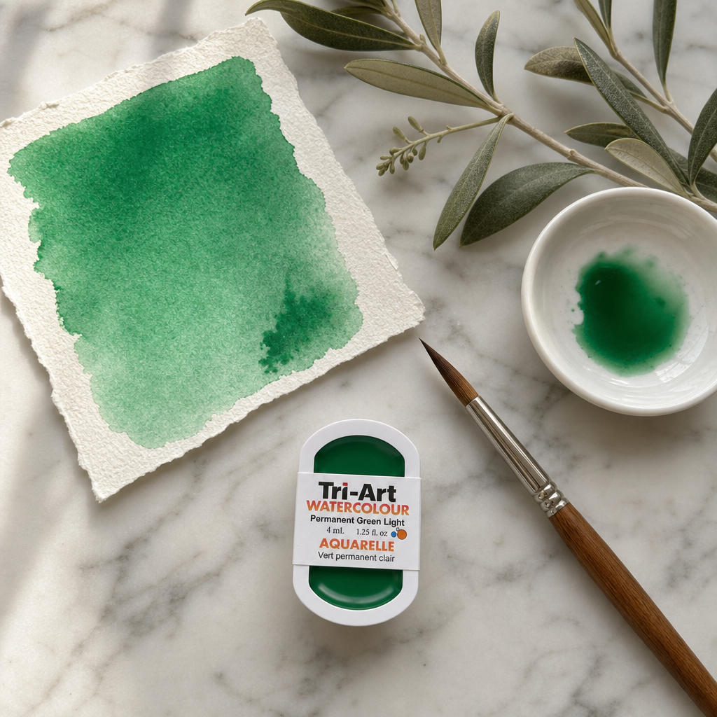 Tri-Art Water Colours - Permanent Green Light