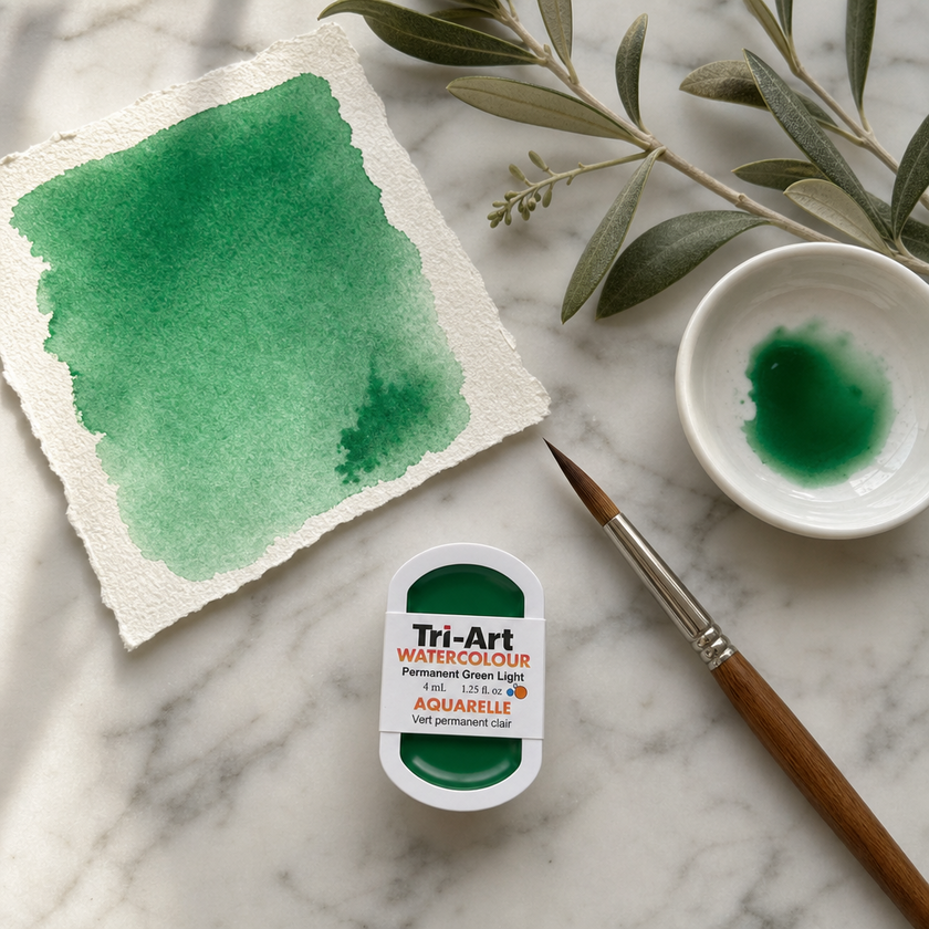 Tri-Art Water Colours - Permanent Green Light