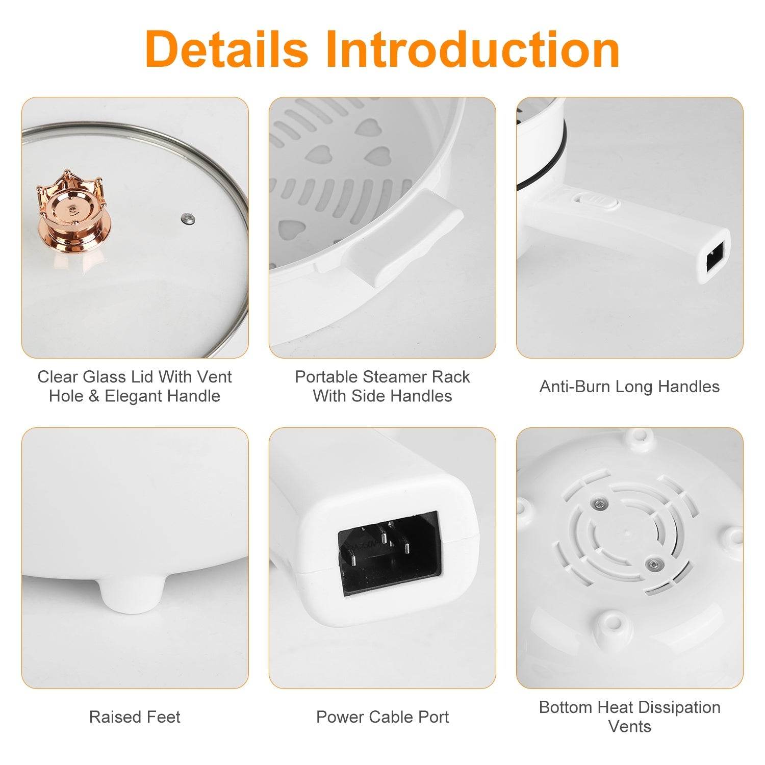 Electric Hot Pot Non-Stick Frying Pan Portable Rapid Noodles Cooker Electric Skillet