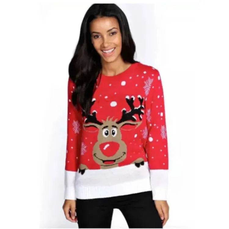 Christmas fawn deer jacquard Cashmere sweater