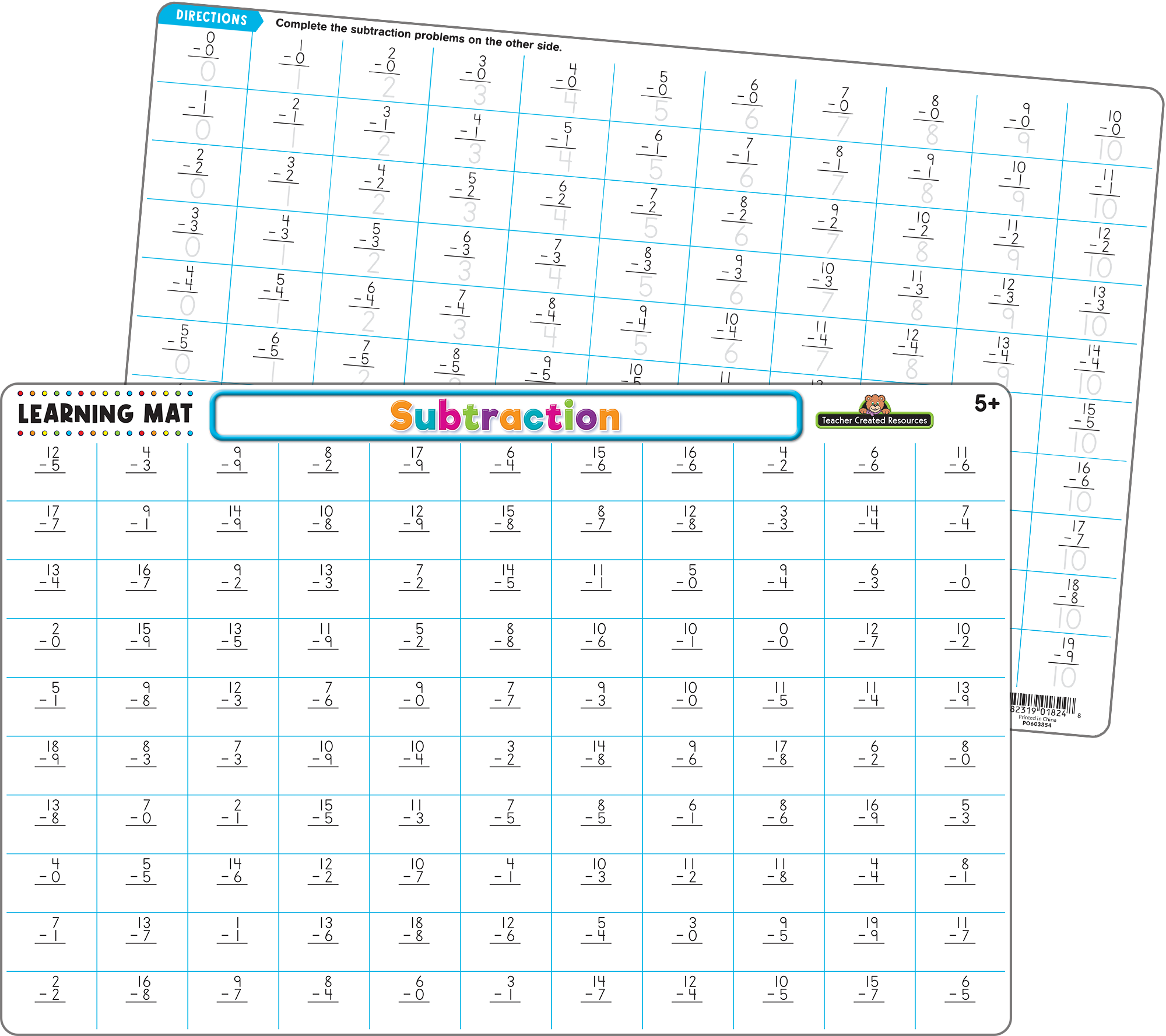 Teacher Created Resources - Subtraction Learning Mat - Large Table Ma