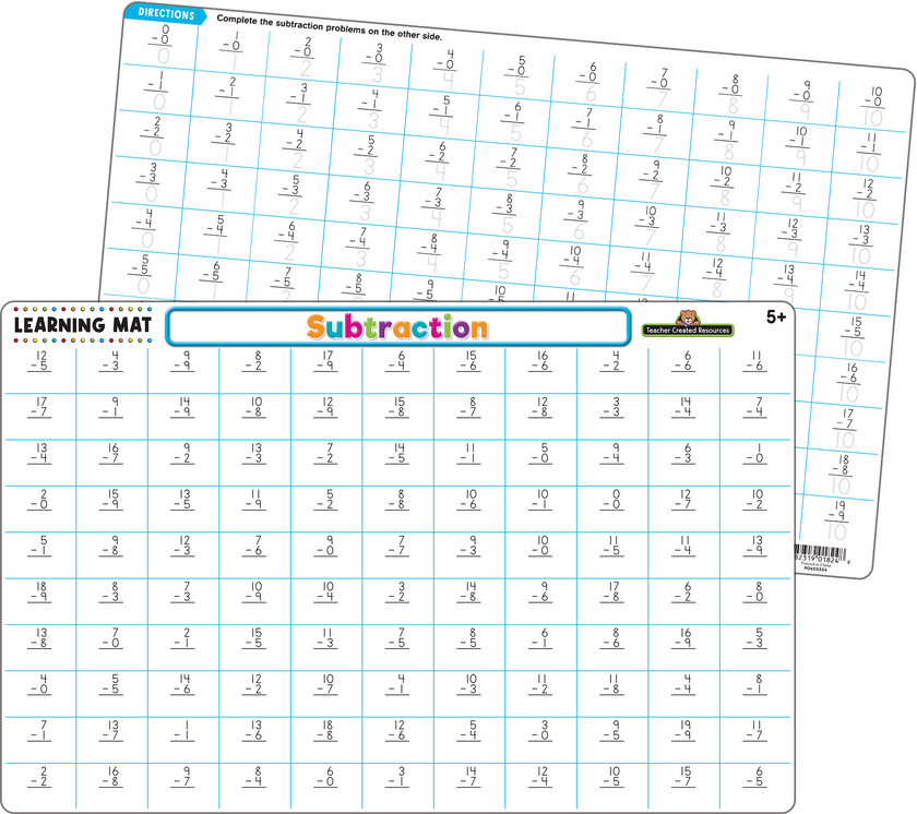 Teacher Created Resources - Subtraction Learning Mat - Large Table Ma