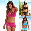 Women's European And American Printed Split Four Corners Zipper Bikini Swimsuit