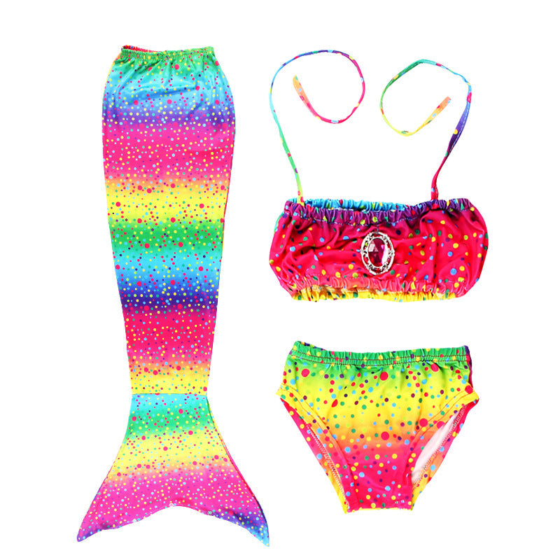 Girls Mermaid Bikini Set for Kids – 3-Piece Swimsuit with Skirt, Panties & Bra (Ages 3–8)