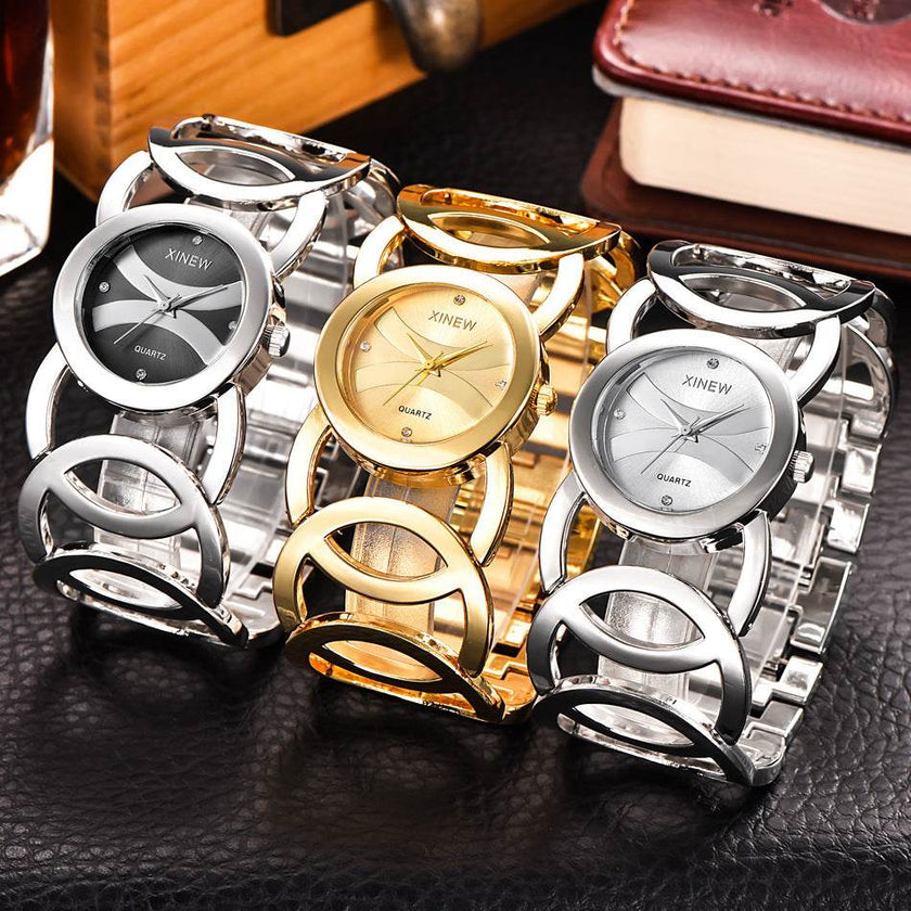 Stainless steel bracelet watch for ladies
