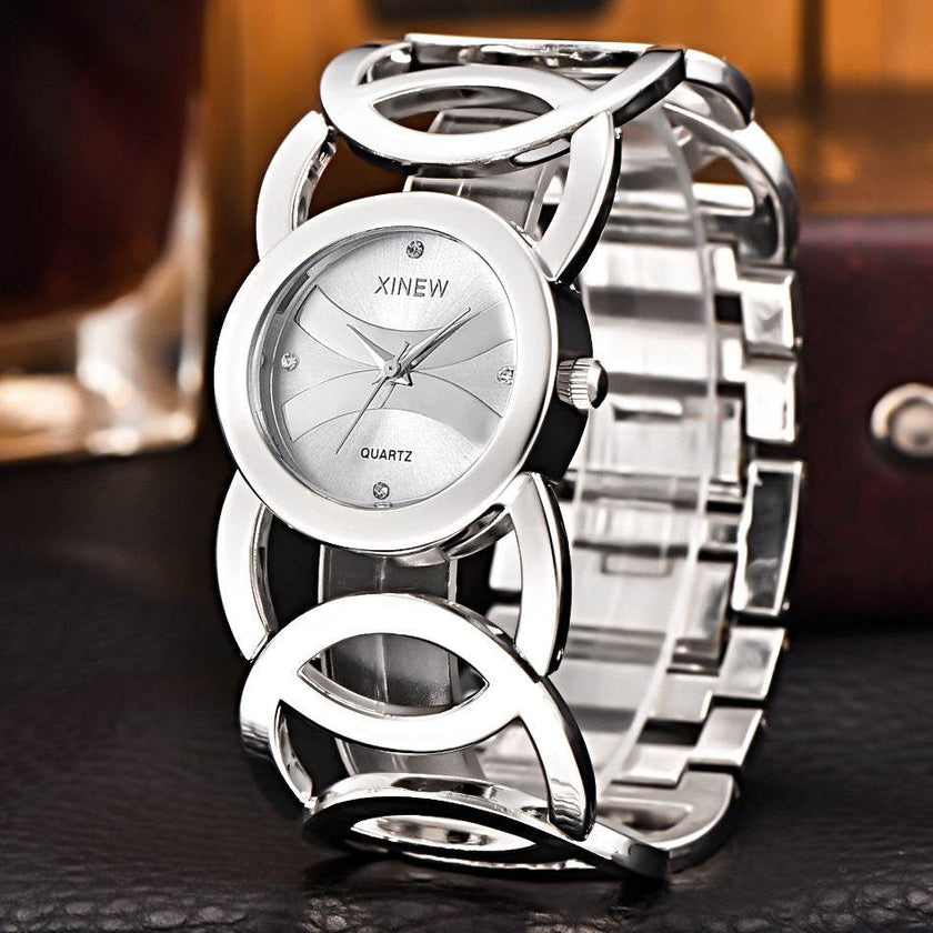 Stainless steel bracelet watch for ladies