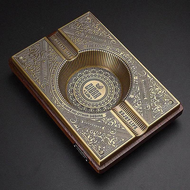 Luxury Cigar Ashtray, Wooden Metal Alloy 4-Slot and 2-Slot Cigar Rest