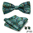 Men's Jacquard Bow Tie Set – Bow Tie, Pocket Square & Cufflinks | 36 Colors | Canada & USA