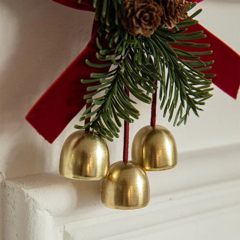 Christmas Little Bell Shape Velvet Bow Small Hanging Piece