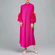 Middle East Plate Flower Loose Plus Size Pleated Extended Dress Oganza Long Sleeve Maxi Dress for Occasional events