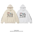 American Retro Washed Distressed Cartoon Letter Print Pullover Hoodie Sweatshirt