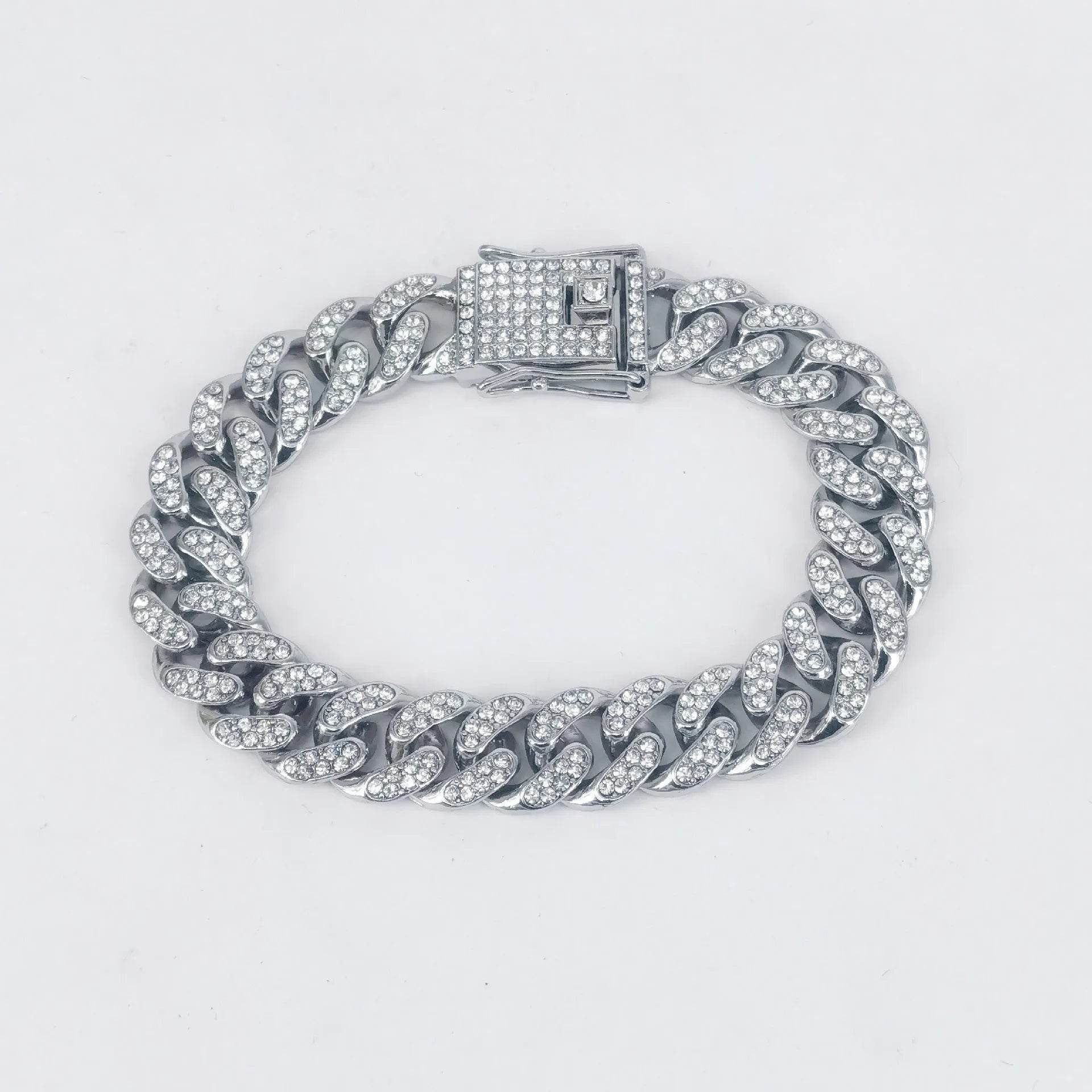 Alloy Line Cuban Link Chain Diamond Bracelet