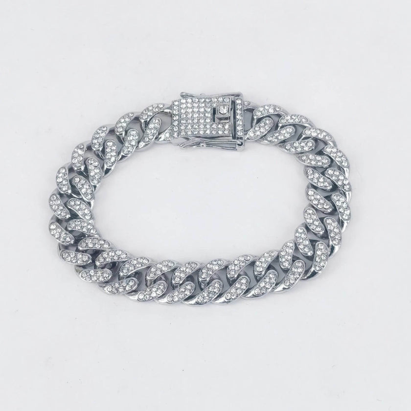 Alloy Line Cuban Link Chain Diamond Bracelet