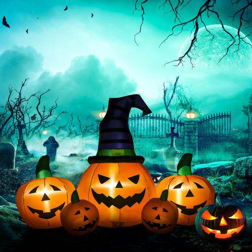 Outsunny 73L Inflatable Halloween Decoration,5 Pumpkin, Blow Up Outdoor LED Yard Display, Waterproof