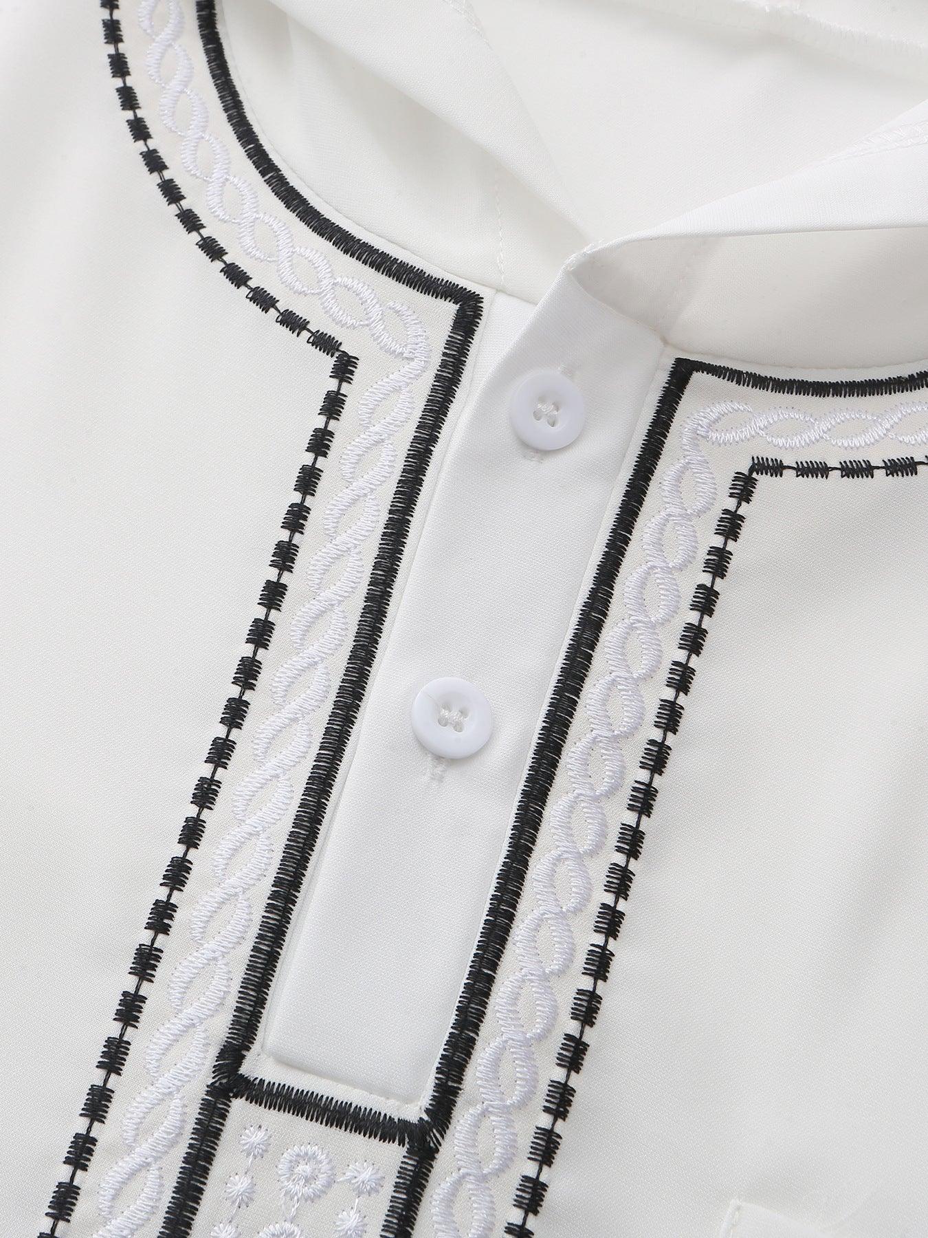Long Sleeve Embroidered Hooded Men's Muslim Robes