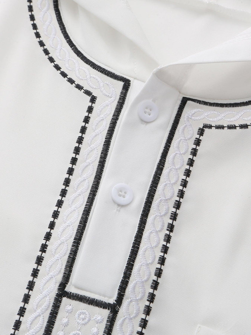 Long Sleeve Embroidered Hooded Men's Muslim Robes