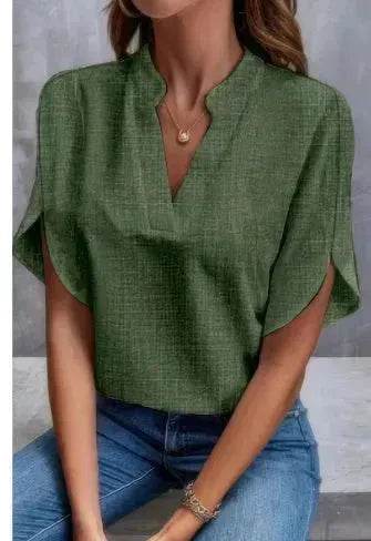 Summer Short-sleeved Chiffon Shirt New V-neck blouse Women's Casual Versatile Clothing Evening Tops for Women